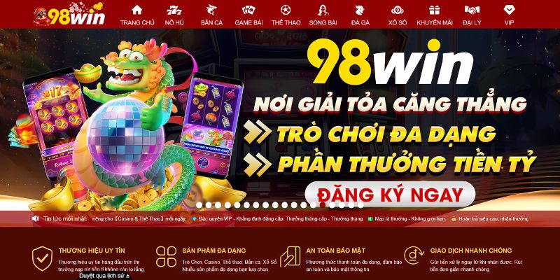 Các ưu điểm của xóc đĩa online tiền thật 98win