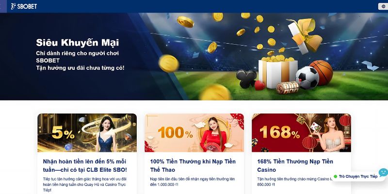 Chương trình khuyến mãi Trang đá banh uy tín Sbobet