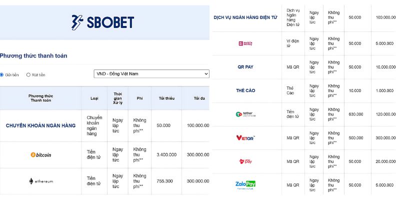 phương thức thanh toán Trang đá banh uy tín Sbobet